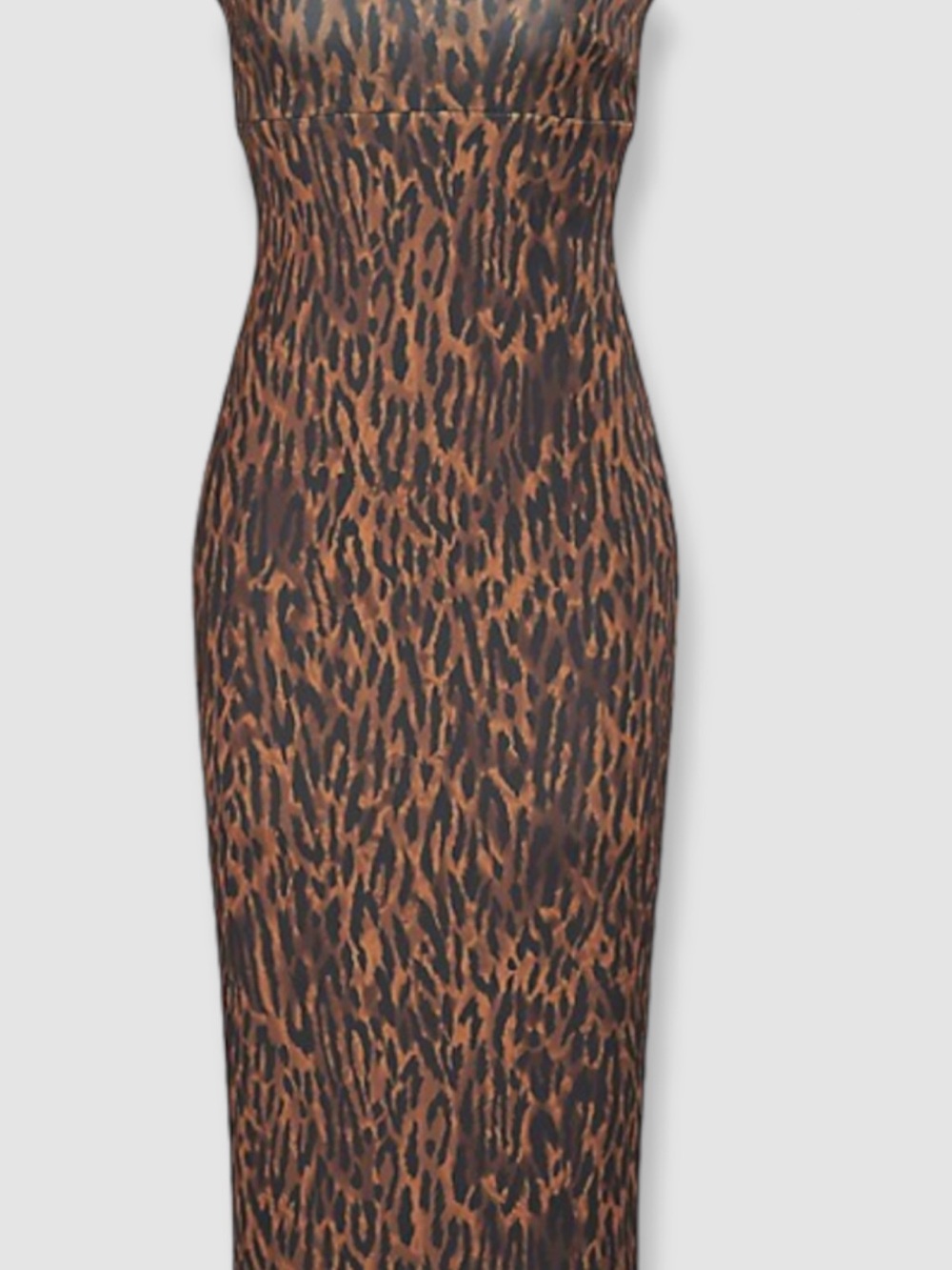 Halston Heritage Brown and Black Leopard-Print Maxi Dress